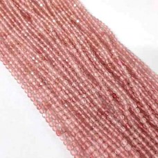 Strawberry Quartz 2-2.5mm round facet beads strand